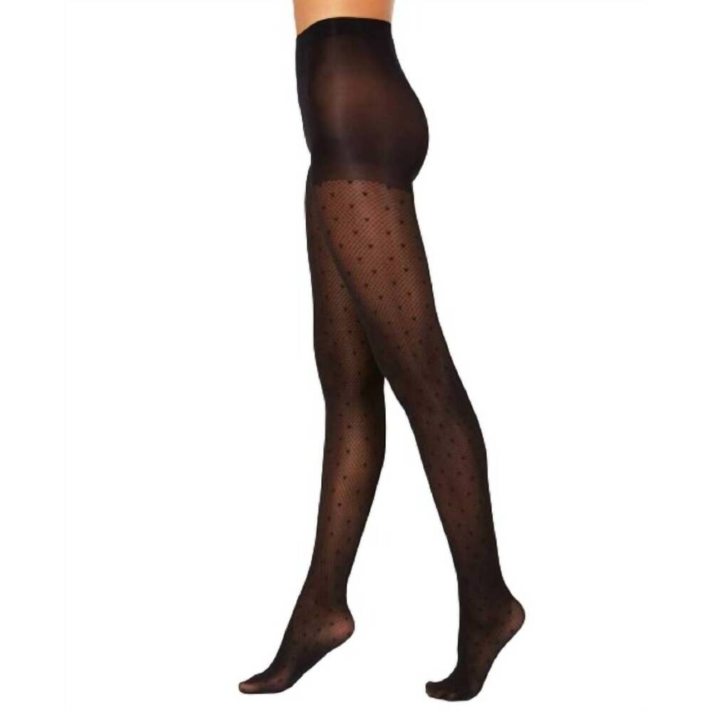 NEW HANES diamond dot tights in black